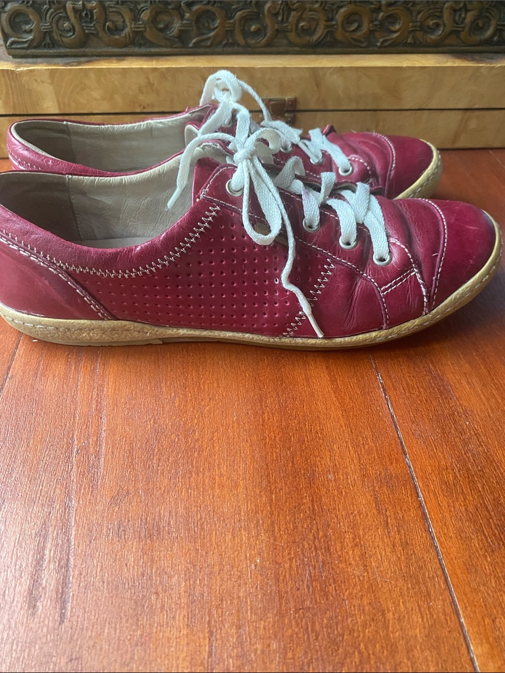 Josef Seibel Caspian Sneaker Shoes Womens 40 Lace Up Casual Low Leather Dark Red - Picture 2 of 7